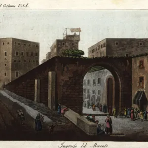 Entrance to the bazaar or market of Jerusalem, Israel, 1800s