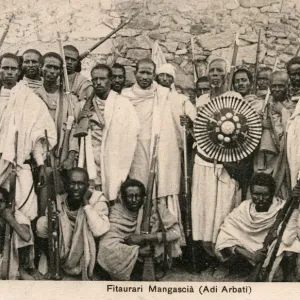 Ethiopian Chief Fitaurari Mangasha and his warriors