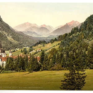 Ettal with the Ammergebirge, Upper Bavaria, Germany