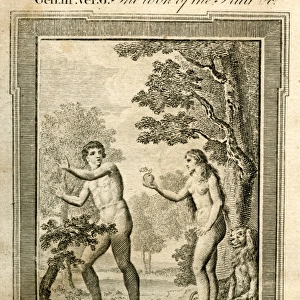 Eve presenting the forbidden fruit to Adam