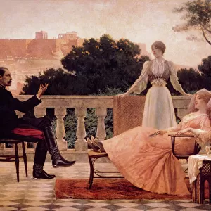 Evening in Athens with wealthy man and two women on a deck Date: 1897
