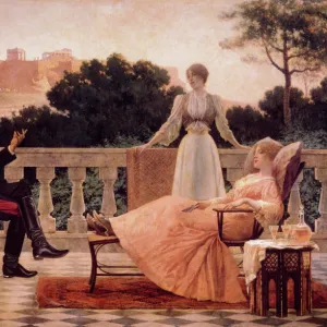 Evening in Athens with wealthy man and two women on a deck Date: 1897