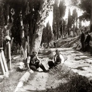 Eyup Cemetery, Constantinople, (Istanbul) Turkey, circa 1890