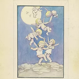 Fairy babies Children's Postcard design Watercolour