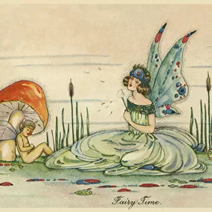 Fairy Time - A seated fairy blows a dandelion head