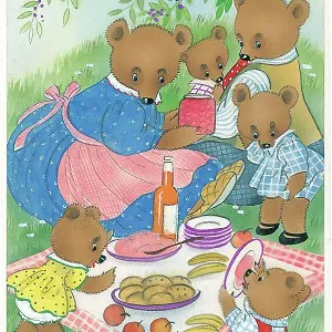 Family of Bears in domestic setting