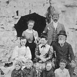 Family group photograph at the seaside