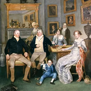 A family scene in a domestic interior