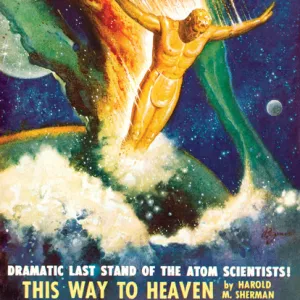 Fantastic Adventures scifi magazine cover, Golden Man in Space