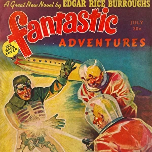 Fantastic Adventures scifi magazine cover, Invaders from Sirius