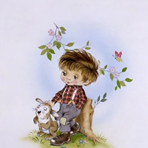 Fantasy Illustration - young boy and rabbit