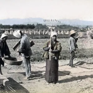 Farmers in the fields, Japan, circa 1880s. Date: circa 1880s Farmers in the fields, Japan, circa 1880s. Date: circa 1880s