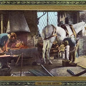 Farrier - Blacksmith preparing horseshoes