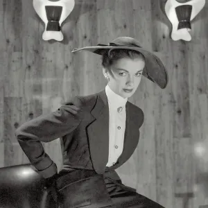 Mid 1950s Fashion Print - Woman in Fancy Hat and Suit Mid 1950s Fashion Print - Woman in Fancy Hat and Suit