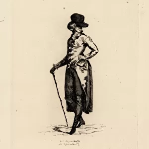 Fashionable gentleman in coat, era of Marie Antoinette