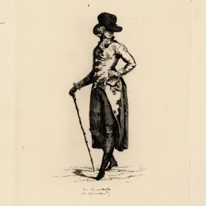 Fashionable gentleman in coat, era of Marie Antoinette