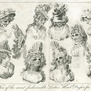 Fashionable headdresses for 1791
