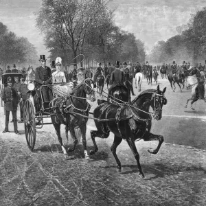 Fashionable riders in Rotten Row, Hyde Park, London