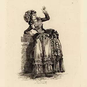 Fashionable woman in bonnet a la Nicolet, era of Marie