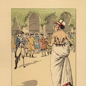 Fashionable woman with speculators or agioteurs, Paris