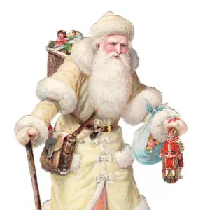 Father Christmas with presents on a Victorian scrap