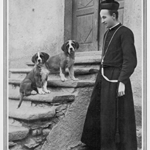 Father of the Monastery of Saint. Bernard, with dogs