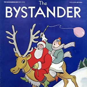 Father & Mother Christmas riding a reindeer