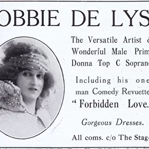 Female impersonator and Male prima donna Bobbie de Lys