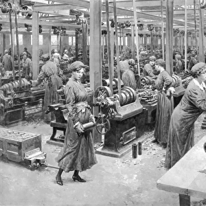 Female munitions workers. By Fortunio Matania
