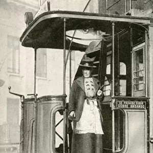 Female tram conductor, Chile, South America