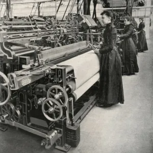 Female wool weaving operators, Yorkshire