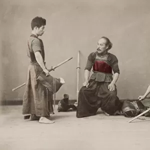 Fencing practice, kendo, Japan