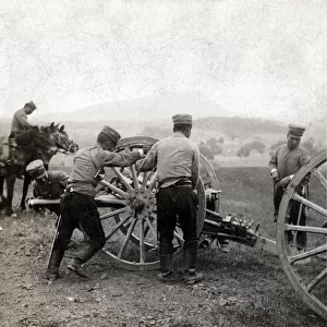 Field guns preparing for capture of German fort, China, WW1