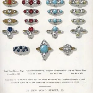 Fine gem rings in ruby, diamond, turquoise and opal