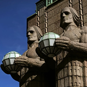 Finland. Helsinki. The torchbearer lamps by Emil Wikstrom (1