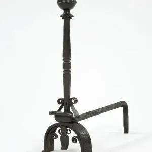 Fire Dog One Print: Wrought iron fire dogs with turned brass finials Fire Dog One Print: Wrought iron fire dogs with turned brass finials