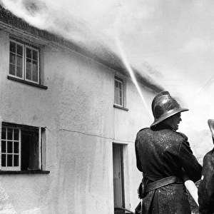 Firefighters in action, Exminster, Devon
