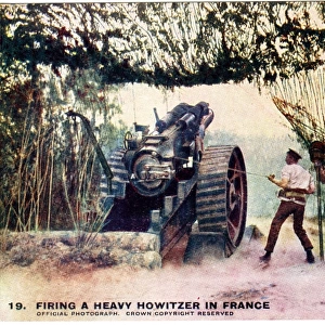Firing a heavy howitzer in France, WW1