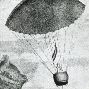 First human parachute descent by Garnerin, 1797 First human parachute descent by Garnerin, 1797