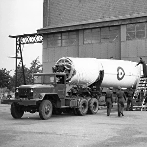 The first Thor missile for the RAF at Feltwell Norfolk