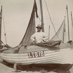 Fisherman in a boat, Southwold, Suffolk