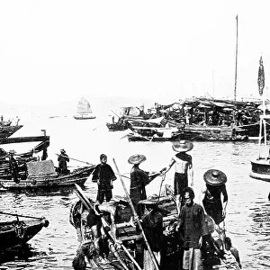 Fishermen in Hong Kong Harbour, China, early 1900s