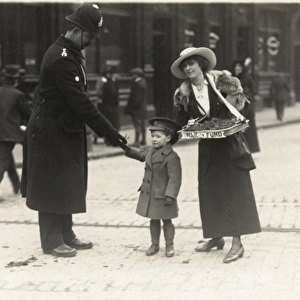 Flag Day, WW1, little boy in miniature uniform