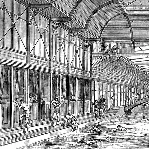 The Floating Swimming Bath, Charing Cross, London, 1875