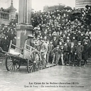 Floods in Paris, France - Quai de Passy - Transport by Cart Floods in Paris, France - Quai de Passy - Transport by Cart