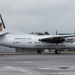 Fokker 50 of Minoan Air inaugural sat Oxford, 4 March 2