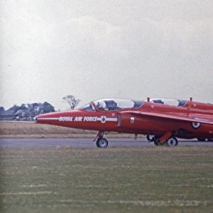 Folland Gnats Red Arrows take off Finningley 1977