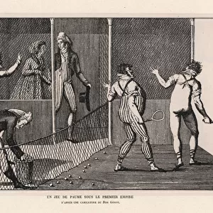 Fops and dandies playing paume, real tennis, Napoleonic era