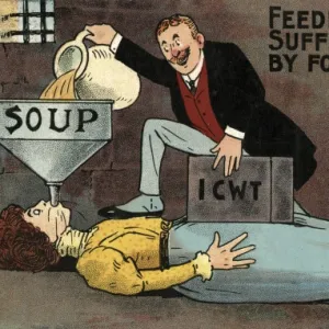 Force feeding a suffragette (cartoon)