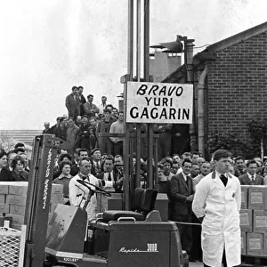 Fork-lift truck Gagarin salute